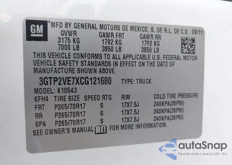 2012 GMC Sierra 1500 Sle from USA, damaged, VIN 3GTP2VE7XCG121680